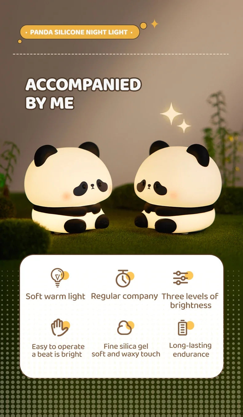 Panda Night Light - side view, compact size.