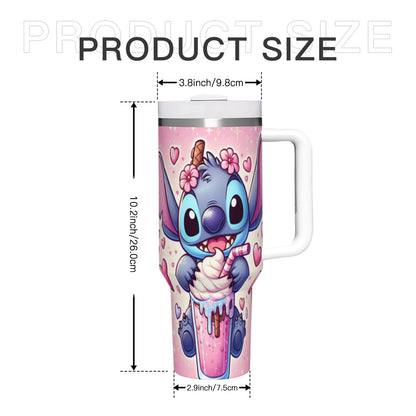 MINISO 40oz tumbler, Stitch design, insulated, with straw