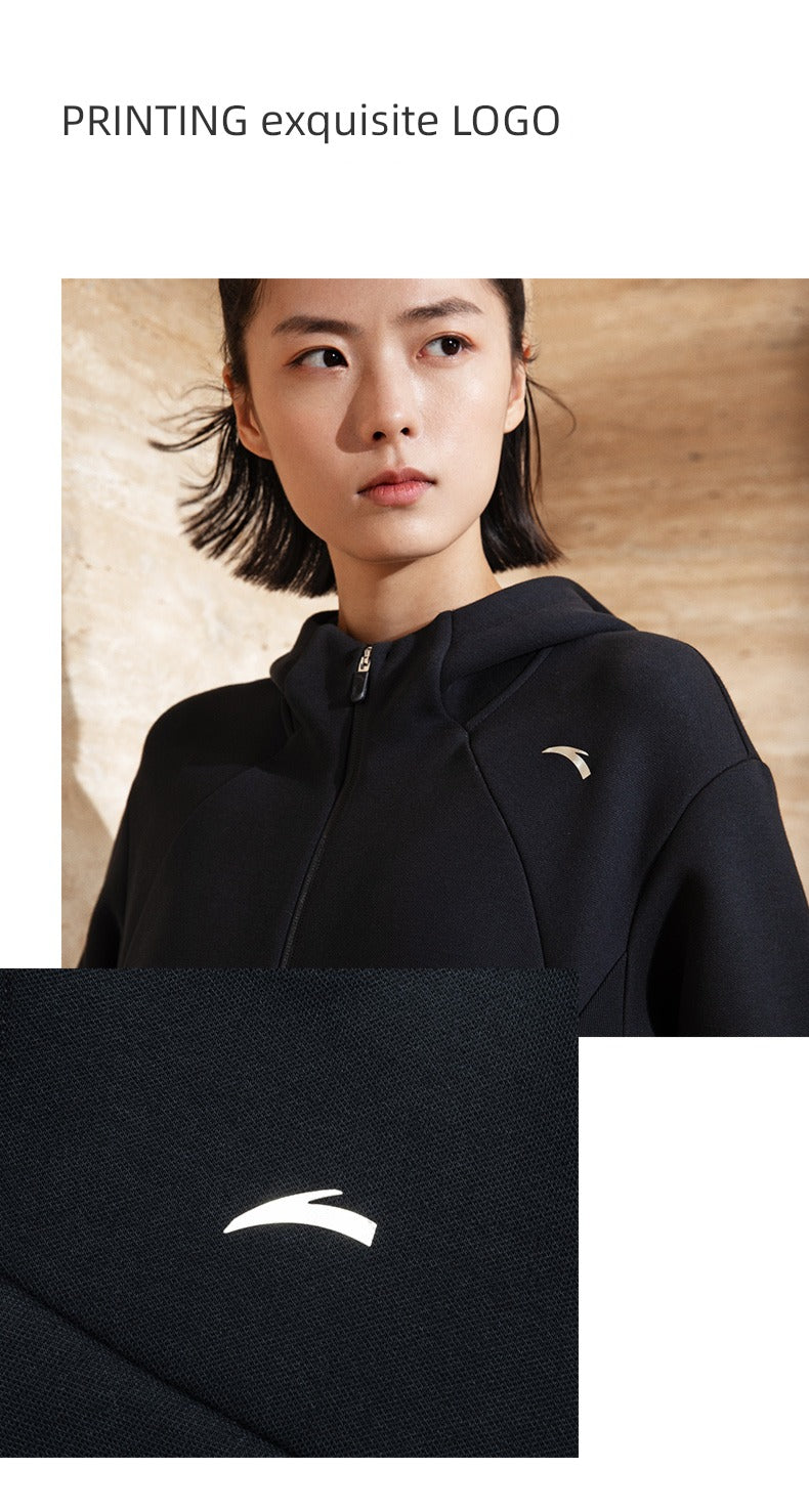 Anta Women's Slim-Fit Knitted Running Jacket in [Color] - Close-up of Knitted Fabric Texture