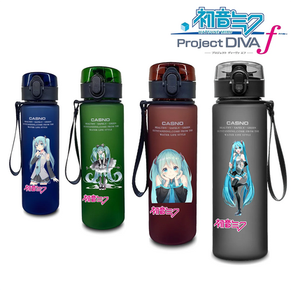 Hot selling Miniso Hatsune Miku cartoon anime large capacity portable plastic sports water bottle cute water bottle beautiful