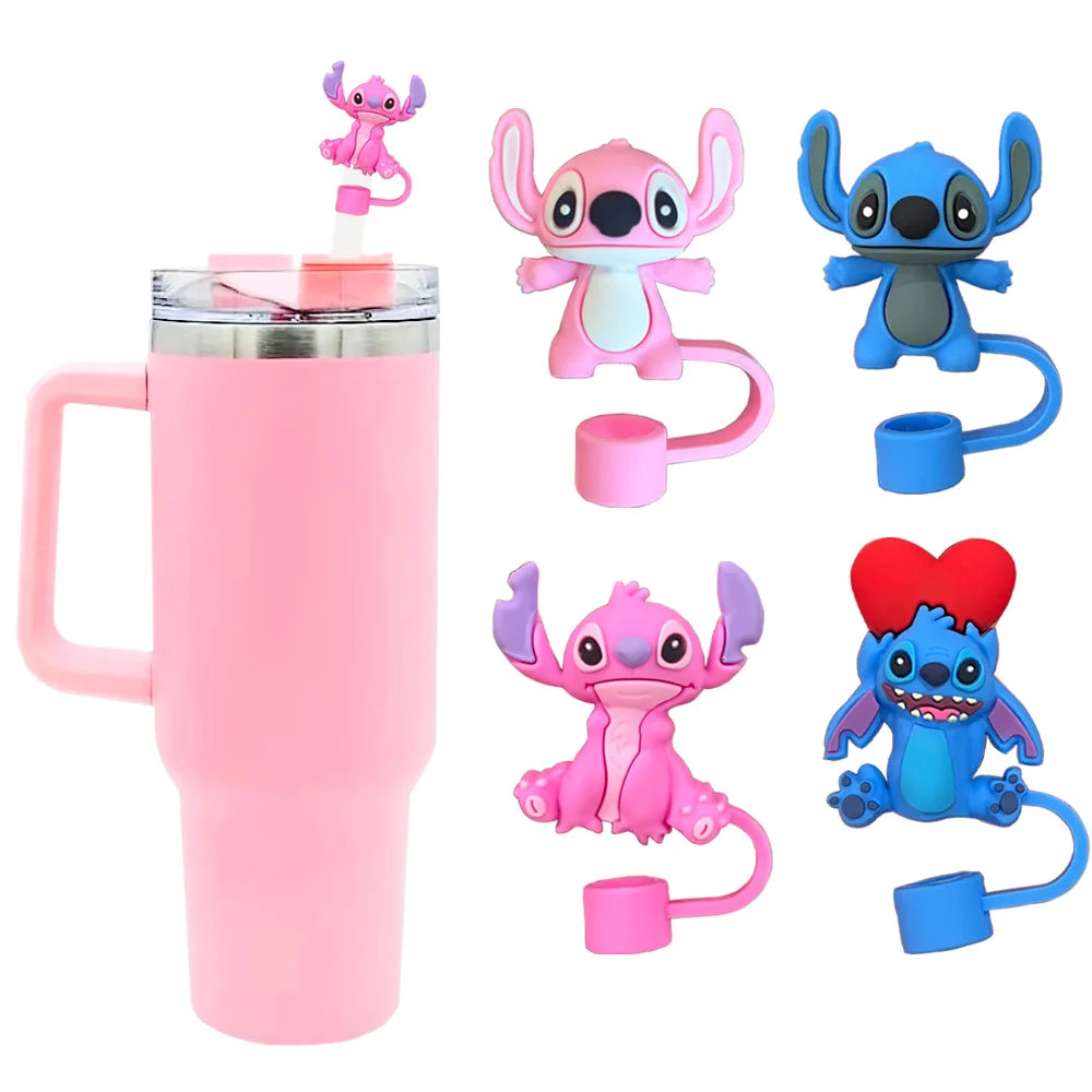 Pack of 4 cute Stitch straw covers for Stanley tumblers, 10mm size.