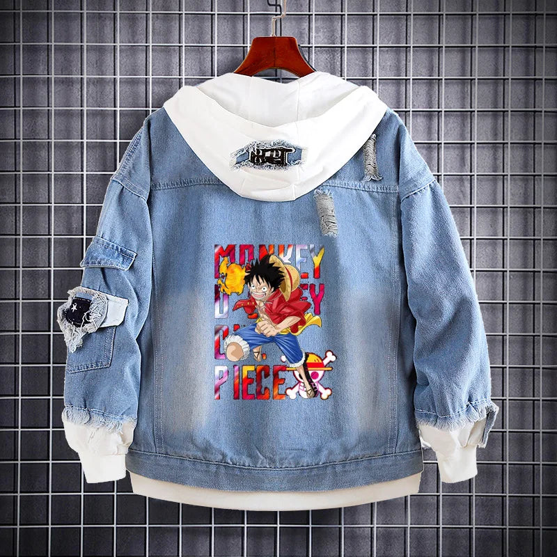 Ace One Piece Denim Jacket Character Print