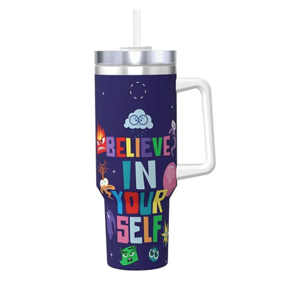 Stanley Tumbler Style MINISO Inside Out Cartoon Thermal Mug, Leakproof Stainless Steel Travel Water Bottle,Stanley Cup Inspired