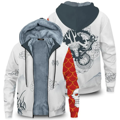 Anime Pirate King Hooded Sweatshirt - Zipper & Hood Detail