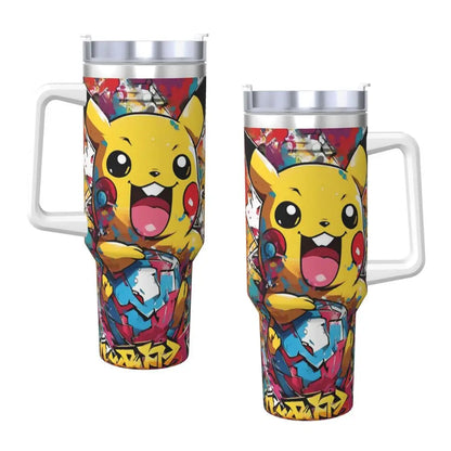 Pokémon Stainless Steel Tumbler | Insulated Water Bottle | Anime Cartoon Print | Cold Drinks & Coffee | Customizable Travel Mug