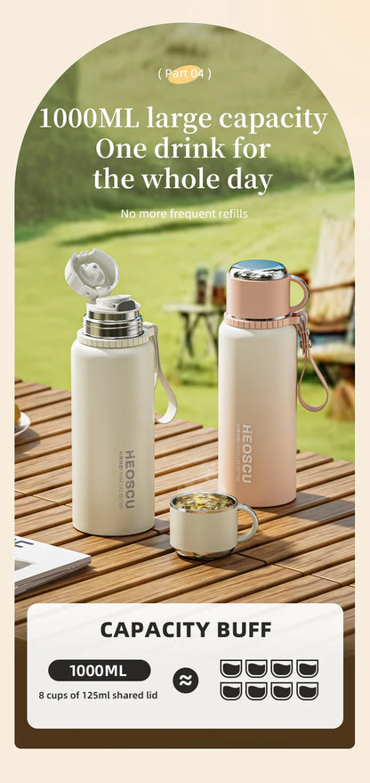 750ml Stainless Steel Thermal Bottle, Temperature Display, Tea Filter Included