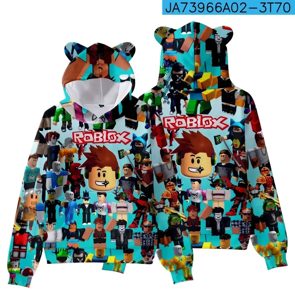 Roblox Cat Ear Hooded Sweatshirt for Kids - Front View, Winter 2024