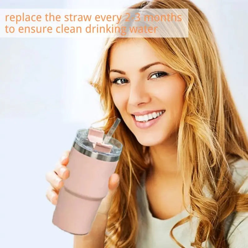 Two clear silicone straws, food-grade, eco-friendly.