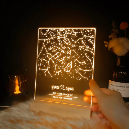 Personalized Constellation Chart Lamp - Custom Night Light for Bedroom