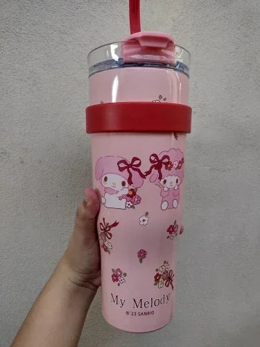 Sanrio Water Bottle 1200ml, Cute Hello Kitty Kuromi Cinnamoroll Melody Stainless Steel Insulated Tumbler with Straw, Gift Idea, Stanley Tumbler Style