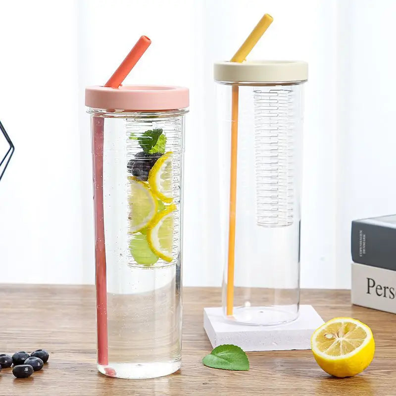 [Color] Plastic Water Bottle - 700ml, Includes Tea Infuser