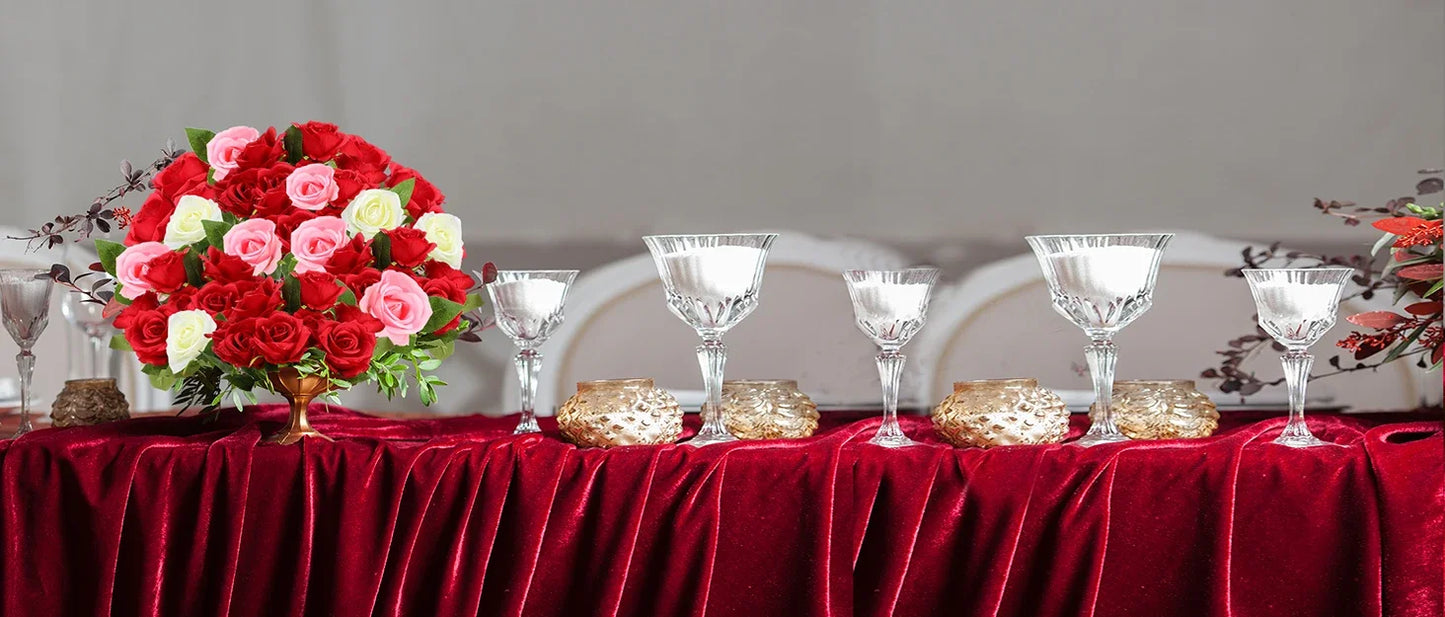 Close-up of single red artificial silk rose on long stem