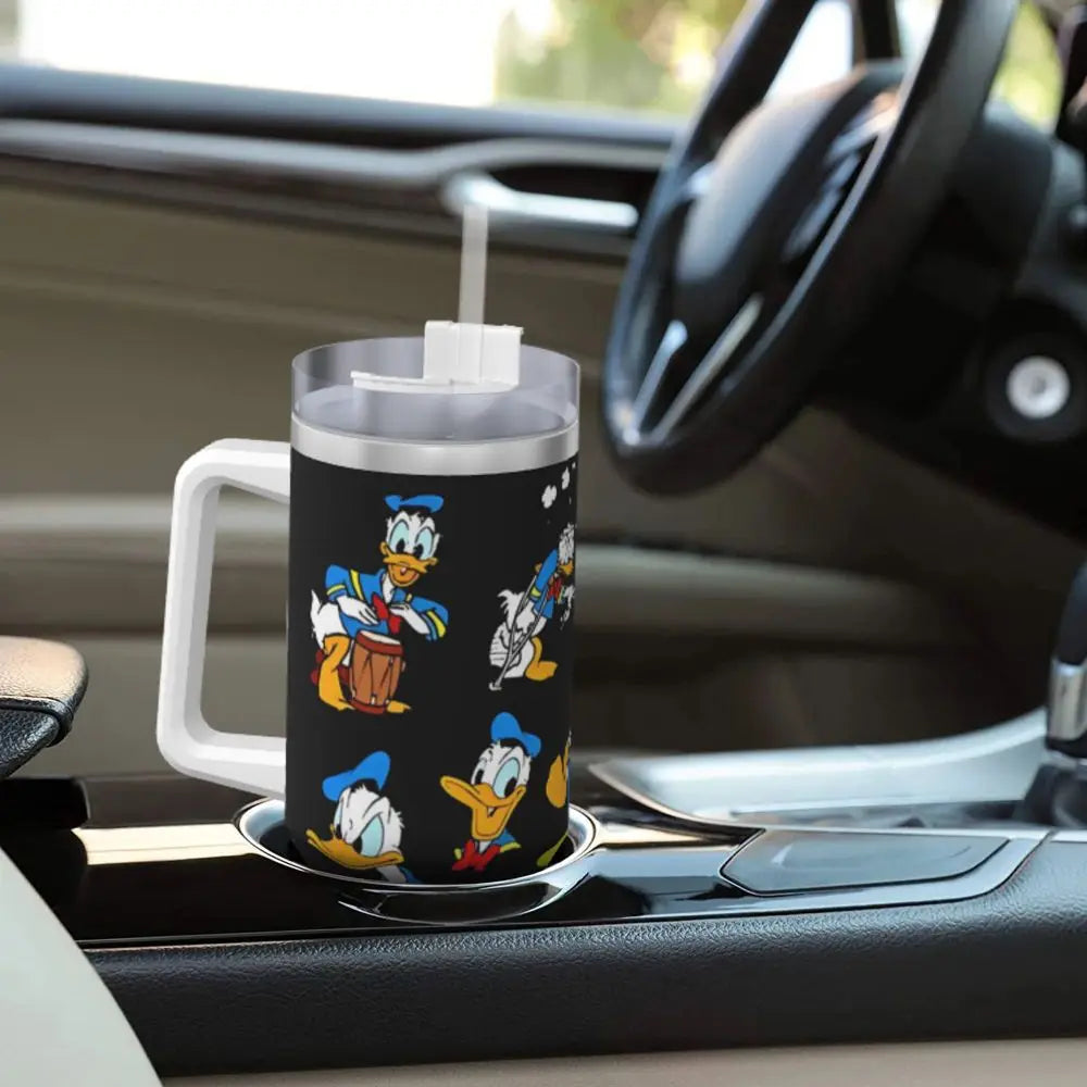 MINISO Donald Duck Stainless Steel Tumbler with Straw - 40oz Leakproof Insulated Water Bottle