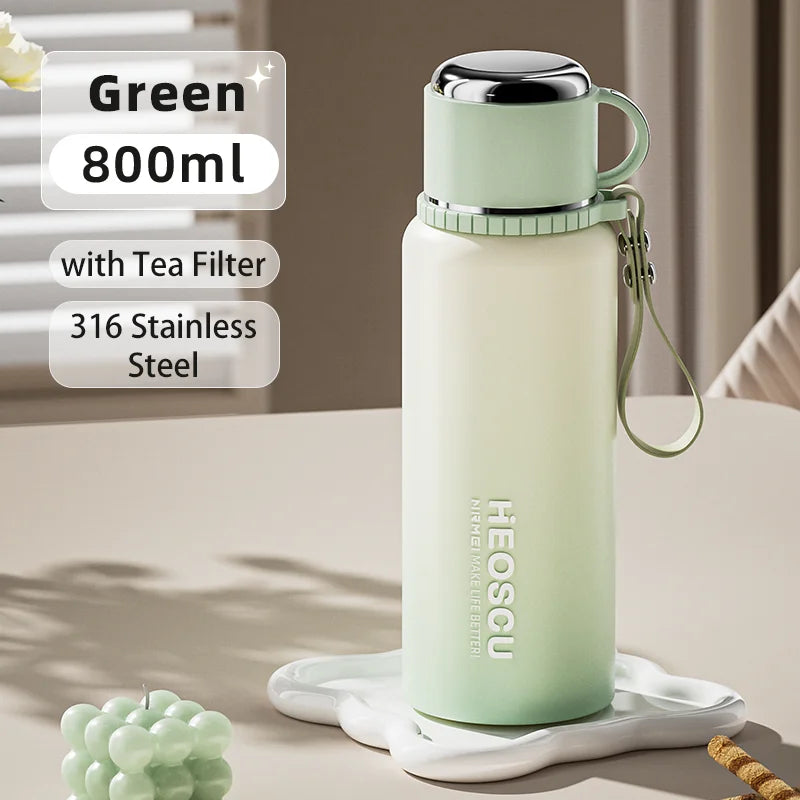 1L Thermal Bottle, Stainless Steel, with Digital Temperature Display, Tea Filter