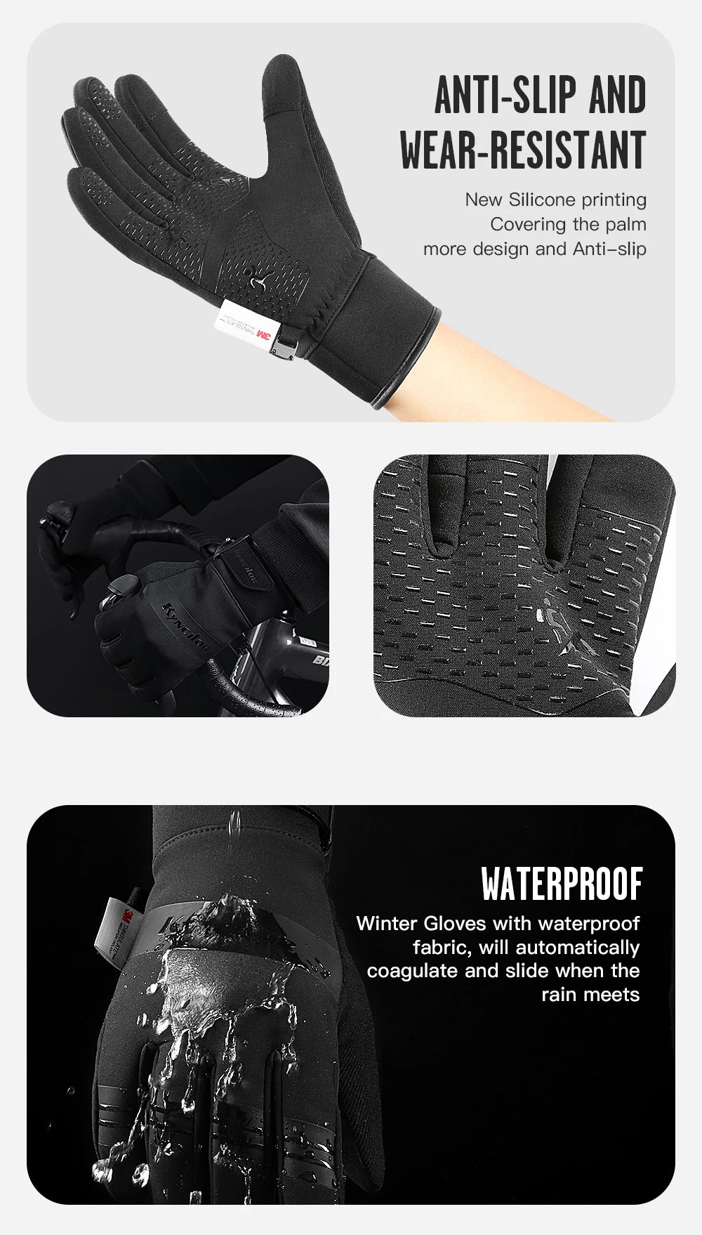 Outdoor Gloves - Kyncilor, Black, Full Finger, Touchscreen, Winter.