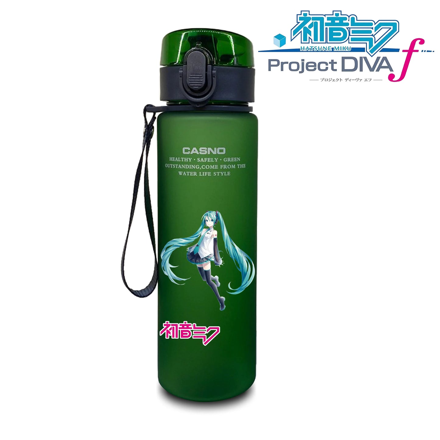 Hot selling Miniso Hatsune Miku cartoon anime large capacity portable plastic sports water bottle cute water bottle beautiful