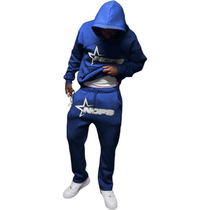 Green Unisex Oversize Hip Hop Hoodie and Sweatpants Set - Back View Displaying Graphic Print