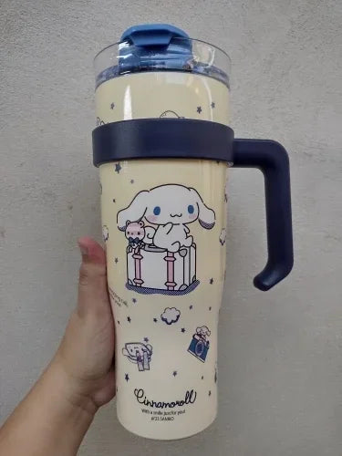 Sanrio Water Bottle 1200ml, Cute Hello Kitty Kuromi Cinnamoroll Melody Stainless Steel Insulated Tumbler with Straw, Gift Idea, Stanley Tumbler Style