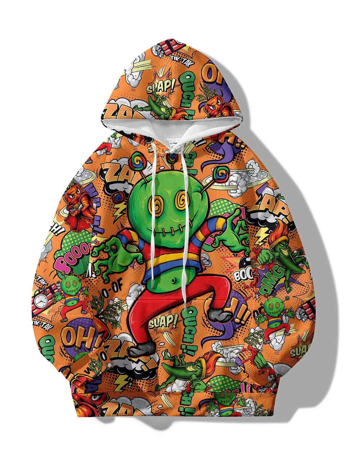 3D Cartoon Graffiti Print Detail on Hoodie Sleeve