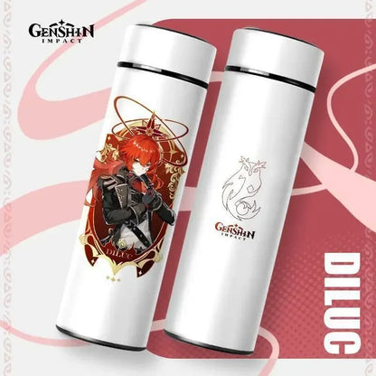 500ml Genshin Impact Vacuum Insulated Bottle Temperature Display Vacuum High Capacity Stainless Steel Thermos Cup Anime Gifts