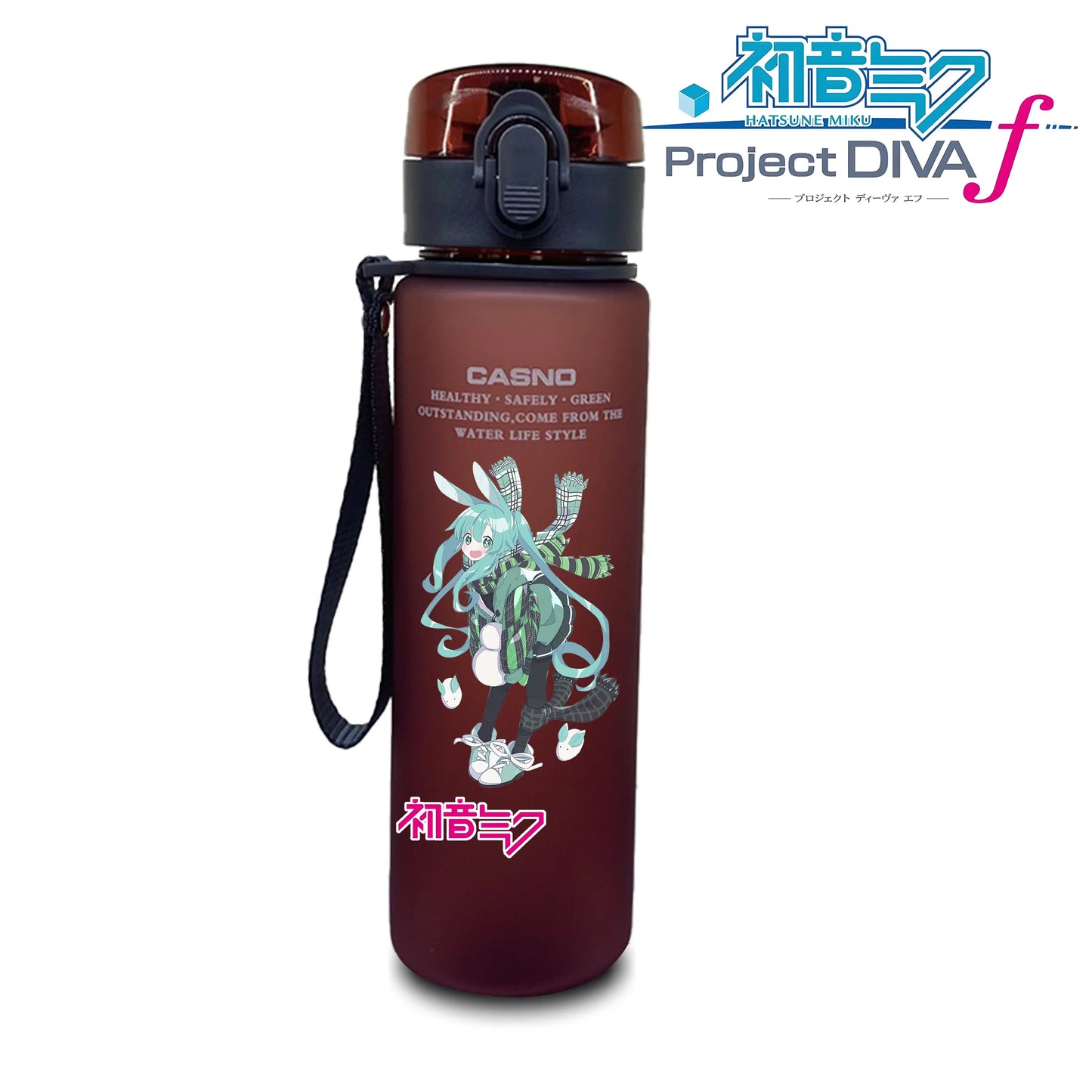 Hot selling Miniso Hatsune Miku cartoon anime large capacity portable plastic sports water bottle cute water bottle beautiful