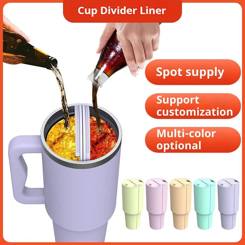 Silicone Water Bottle Divider for Stanley 40oz Cup, showing different colors and usage