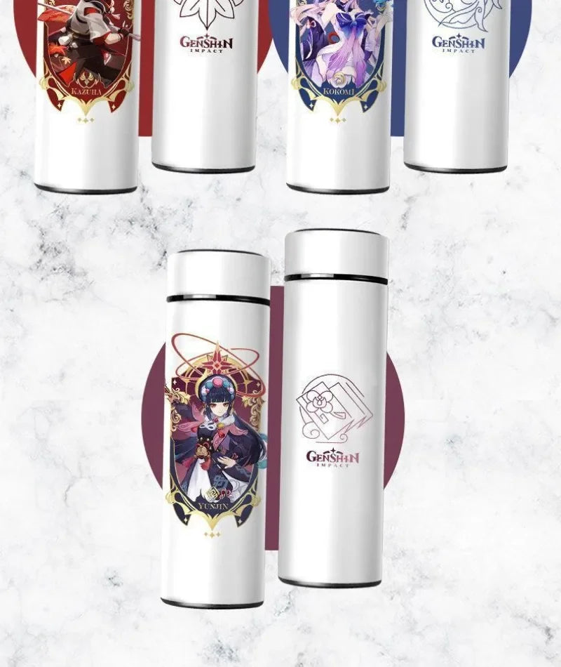 500ml Genshin Impact Vacuum Insulated Bottle Temperature Display Vacuum High Capacity Stainless Steel Thermos Cup Anime Gifts