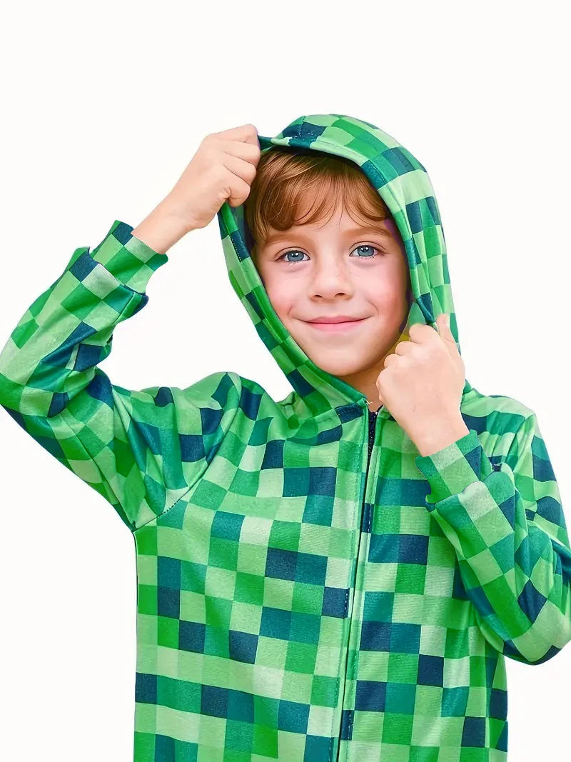 Minecraft Creeper costume for boys, green, large size