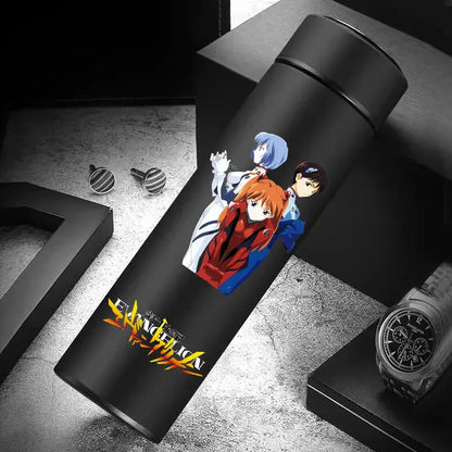 Ayanami Rei thermos, 500ml, stainless steel, blue design.