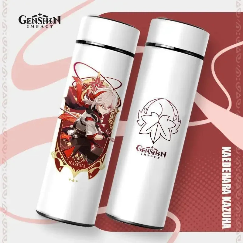 500ml Genshin Impact Vacuum Insulated Bottle Temperature Display Vacuum High Capacity Stainless Steel Thermos Cup Anime Gifts