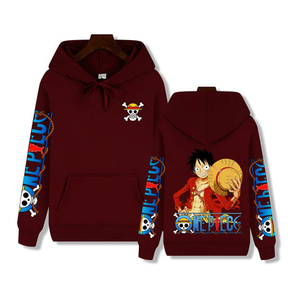 Anime Hoodie: Fabric and drawstring detail.