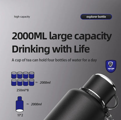 nRMei Thermos with Temperature, Stainless Steel, Hot and Cold Drinks, Tea Filter, Carry Rope