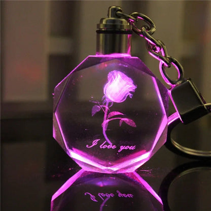 Romantic Gift, 3D Crystal Keychain, Lighted Heart, Valentine's Day