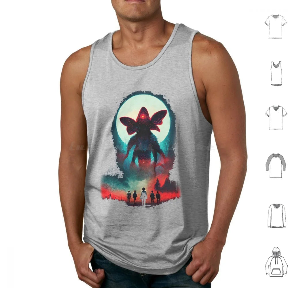 Stranger Things Demogorgon Tank Top - Front View, showcasing the full monster design.