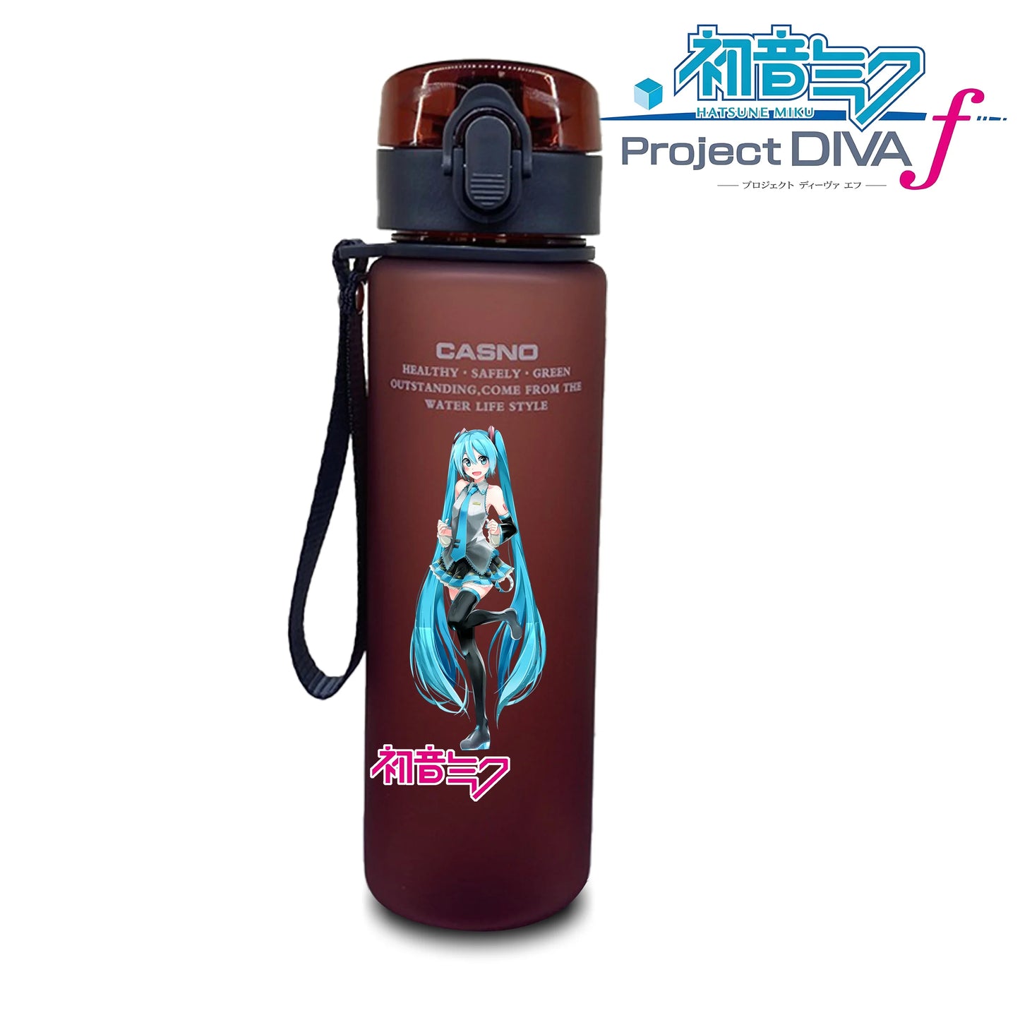 Hot selling Miniso Hatsune Miku cartoon anime large capacity portable plastic sports water bottle cute water bottle beautiful