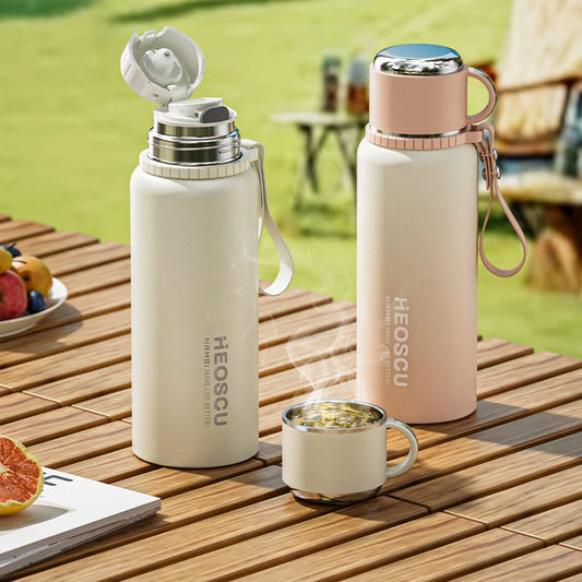 Stainless Steel Thermal Bottle with Temperature Display and Tea Filter, Available in Various Sizes