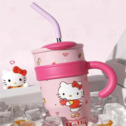 Sanrio Water Bottle 1200ml, Cute Hello Kitty Kuromi Cinnamoroll Melody Stainless Steel Insulated Tumbler with Straw, Gift Idea, Stanley Tumbler Style