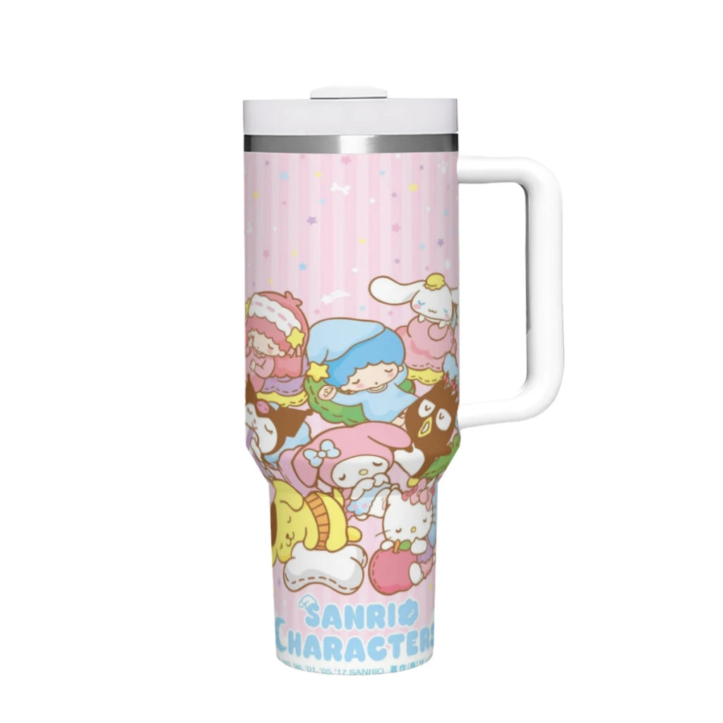 Sanrio Hello Kitty 40oz Tumbler, Pink, Side View, Handle and Straw