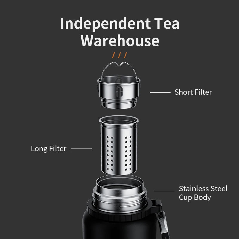 nRMEi Thermos Bottle: 800ml, Stainless, Tea Strainer, Smart Temp Readout