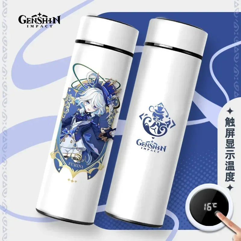 500ml Genshin Impact Vacuum Insulated Bottle Temperature Display Vacuum High Capacity Stainless Steel Thermos Cup Anime Gifts