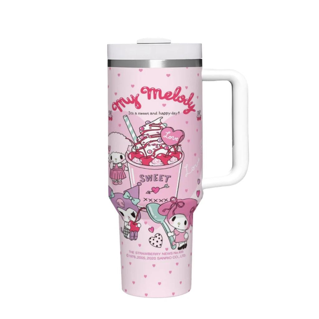 Sanrio Tumbler, 40oz, Pink, Lid and Straw Detail, Hello Kitty