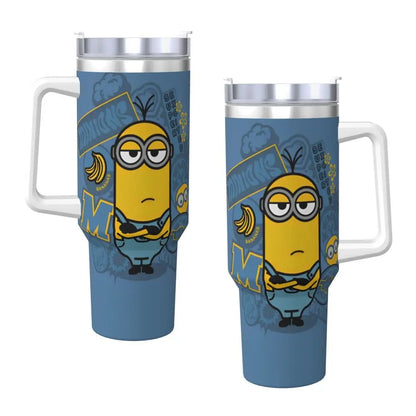 Officially licensed Minions tumbler, bottom view, highlighting stainless steel base.