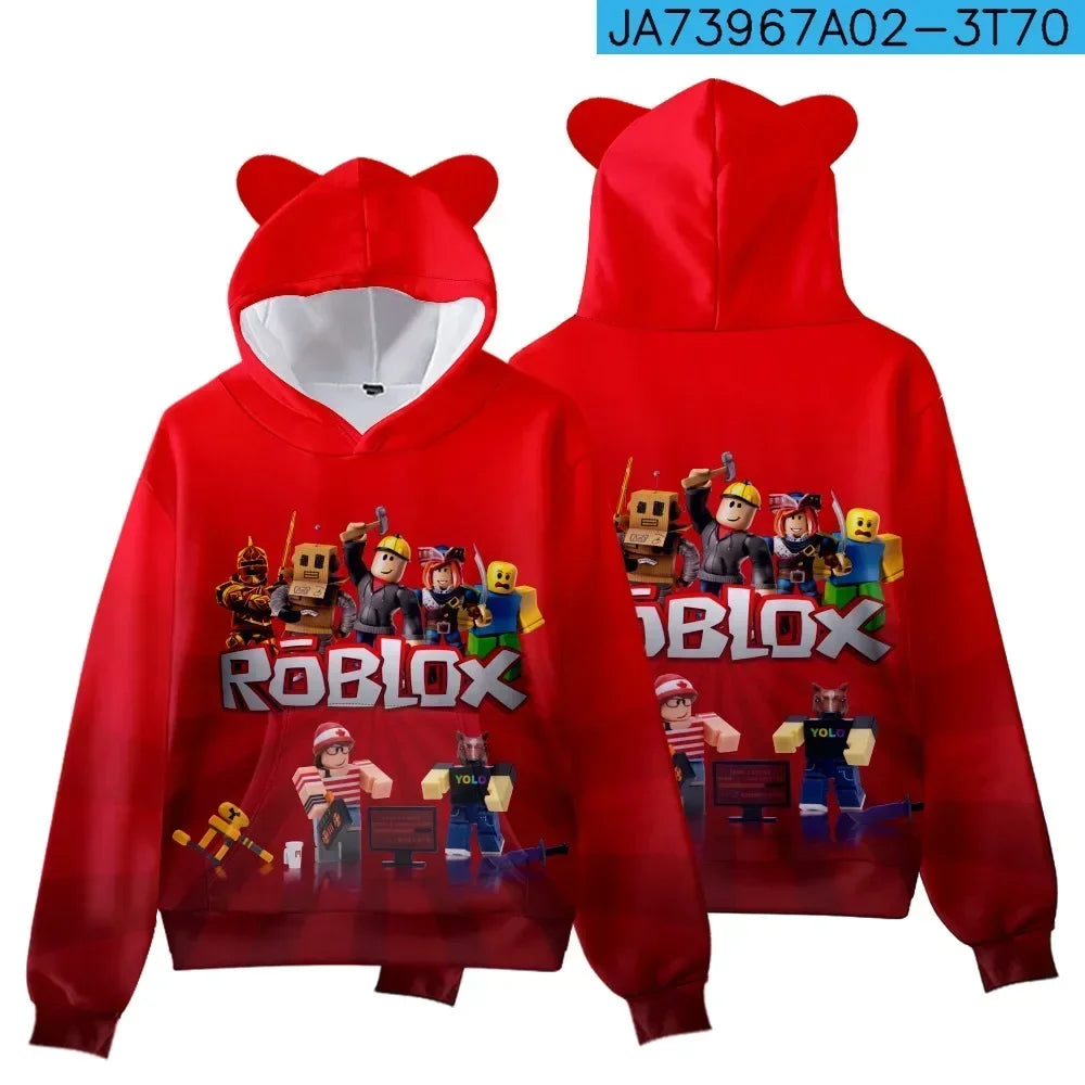 Roblox Hooded Sweatshirt with Cat Ears - Cozy Fleece Lining Detail