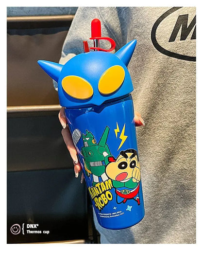 Stanley Tumbler Style Anime Crayon Shin-chan Vacuum Insulated Cup, 600ml Straw Mug, Kawaii Kids Flask Water Bottle, Gift Idea - Owala Tumbler Inspired