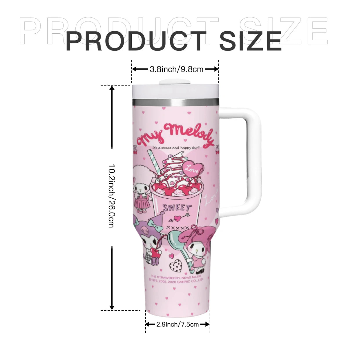 Hello Kitty 40oz Stainless Steel Tumbler, Close-Up, Character Design