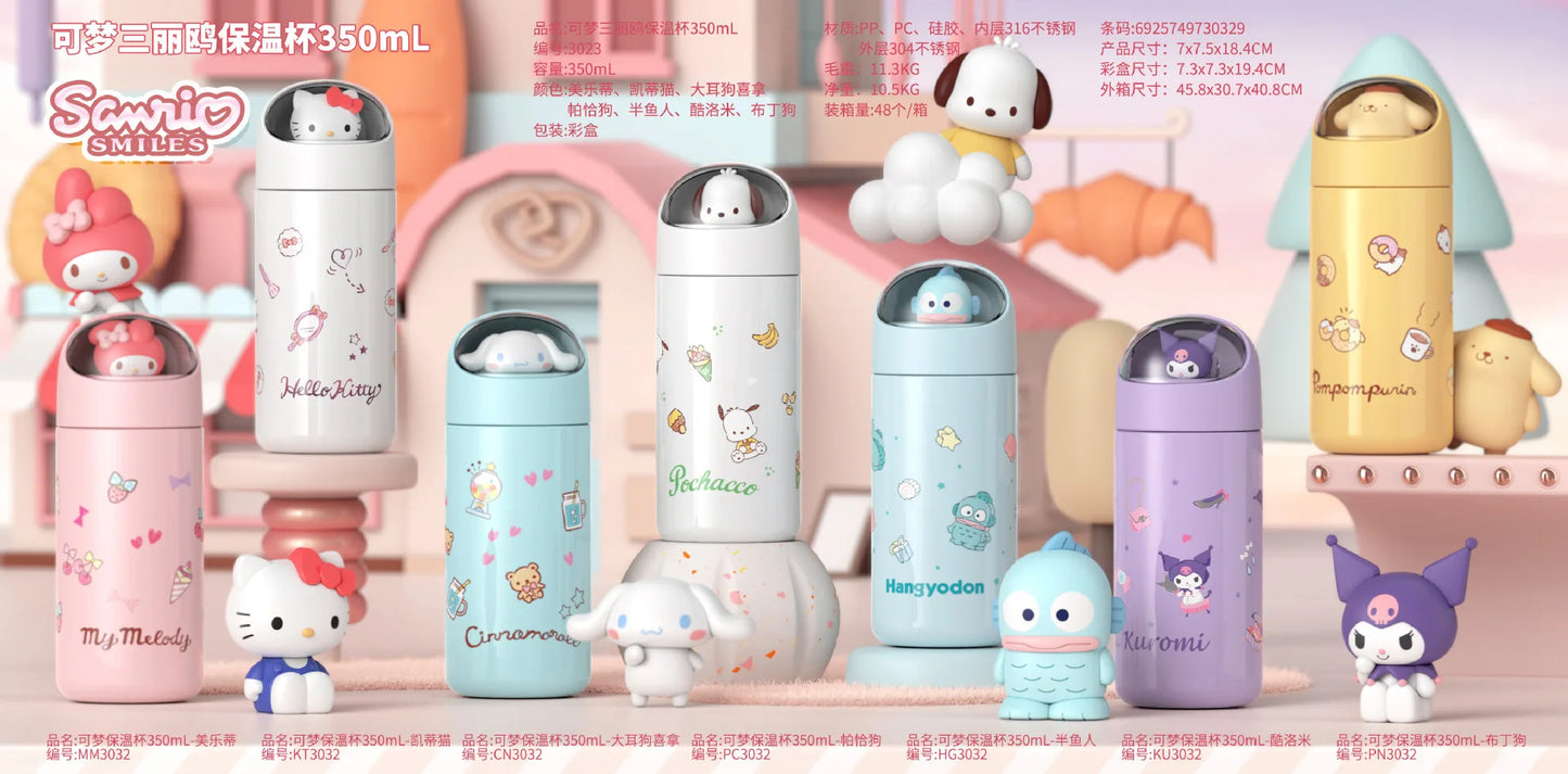 Sanrio [Character Name] Insulated Thermos: 350ml, Hello Kitty collection, vibrant design.