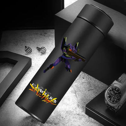 Ayanami Rei thermos, 500ml, stainless steel, blue design.