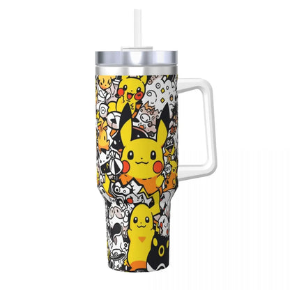 Pokémon Stainless Steel Tumbler | Insulated Water Bottle | Anime Cartoon Print | Cold Drinks & Coffee | Customizable Travel Mug