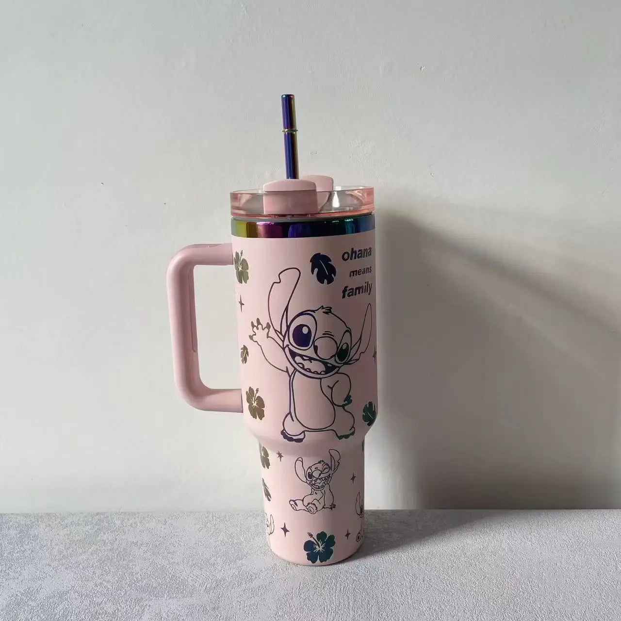 40oz Stainless Steel Tumbler, Stitch Design by MINISO, with Straw