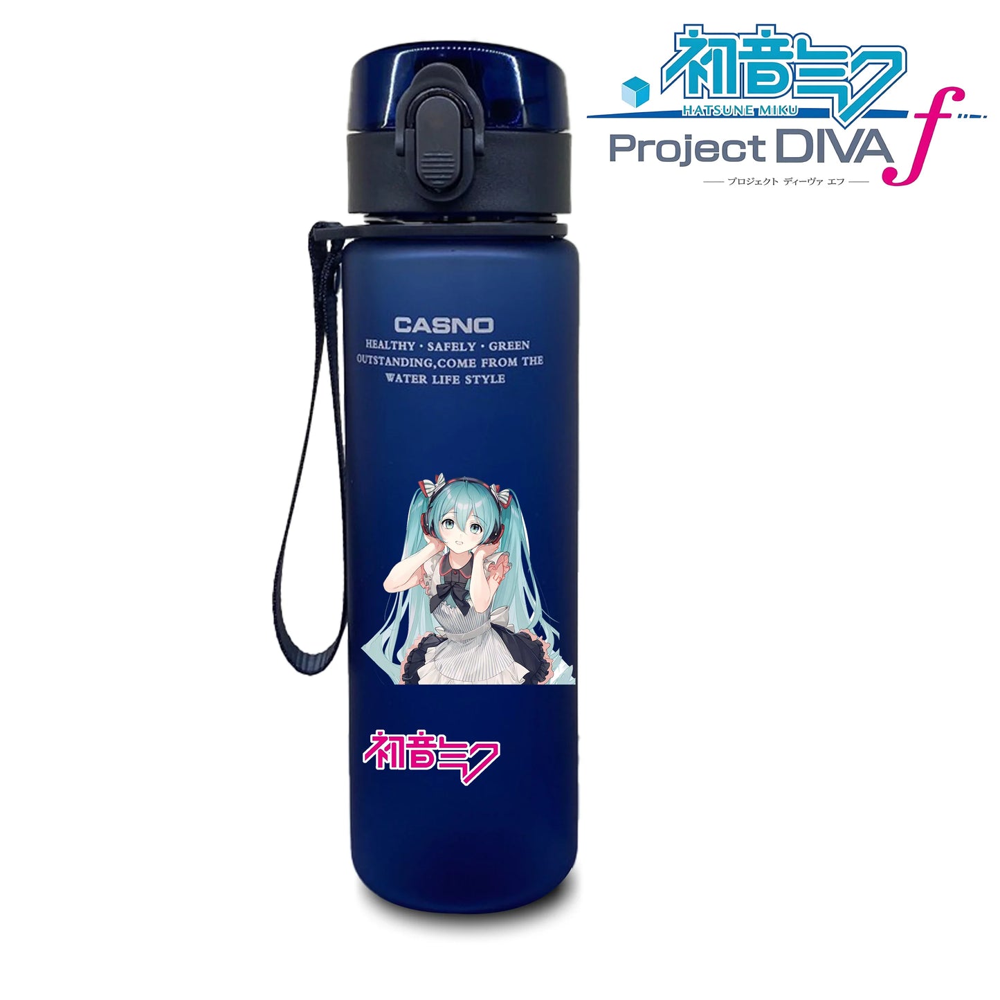 Hot selling Miniso Hatsune Miku cartoon anime large capacity portable plastic sports water bottle cute water bottle beautiful